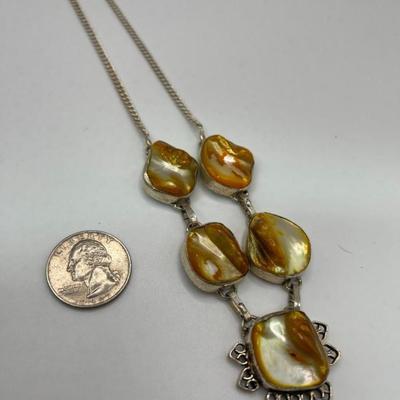 Sterling Silver Statement Necklace Set with Stones