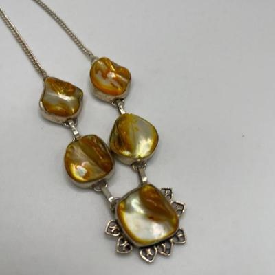 Sterling Silver Statement Necklace Set with Stones
