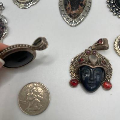 Lot of Sterling Silver & Costume Jewelry Pendants IV