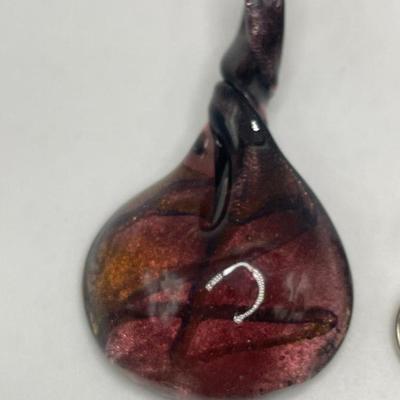 Lot of Sterling Silver & Art Glass Jewelry Pendants