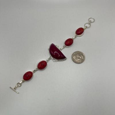 Sterling Silver Bracelet Set with Stones