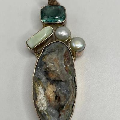 Lot of 3 Large Sterling Silver Pendants With Stones