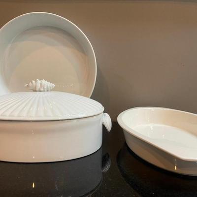 Lot of 3 White Porcelain Serving Dishes