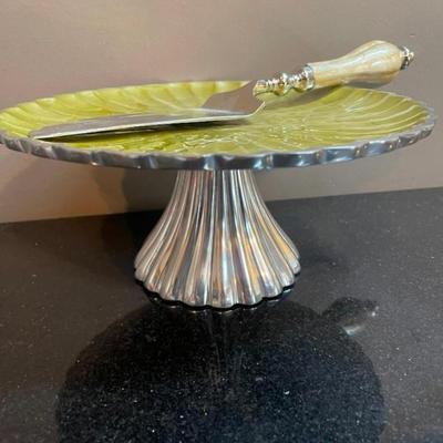 Julia Knight 10" Peony Footed Cake Plate with Cake Server