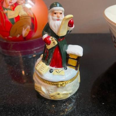 Lot of Christmas Holiday Decor, Including Lenox Victorian Santa Bowl