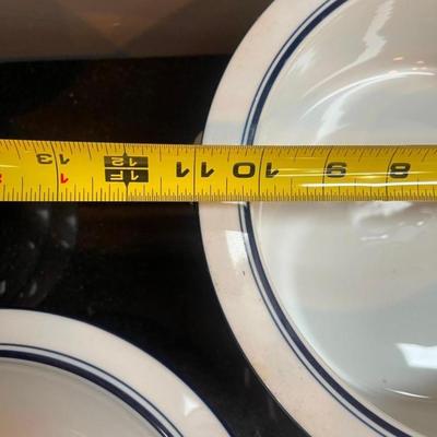 Lot of Dansk Bistro White Serving Dishes with Blue Rims
