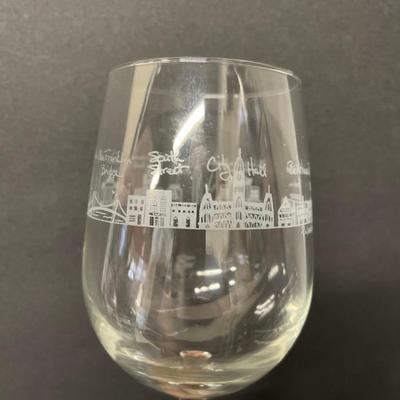 Pair of Philadelphia Phillyware 16 ounce wine glasses
