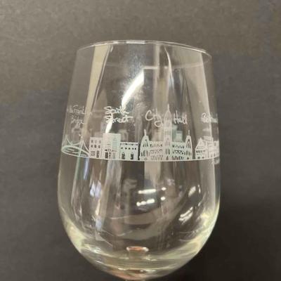 Pair of Philadelphia Phillyware 16 ounce wine glasses