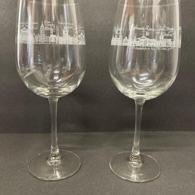 Pair of Philadelphia Phillyware 16 ounce wine glasses