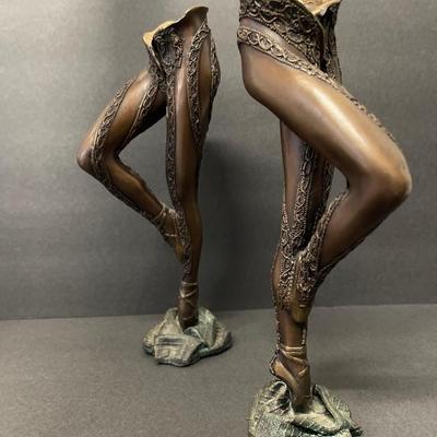 Pair of Gilbert Kruft Bronze Figural Candlesticks