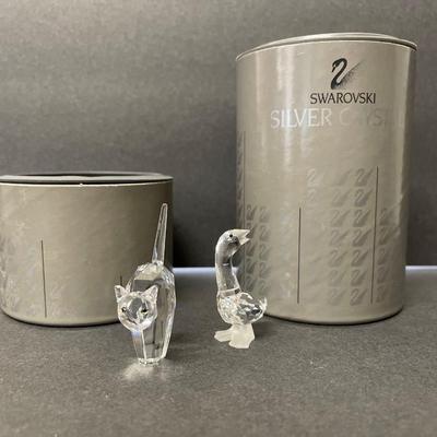 Lot of 2 Swarovski Crystal Figurines: Tomcat & Tom Gosling Goose