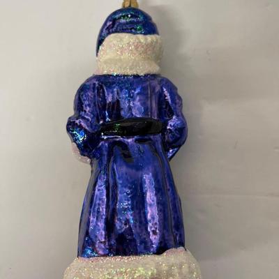 Vintage Christopher Radko Sapphire Santa Glass Ornament