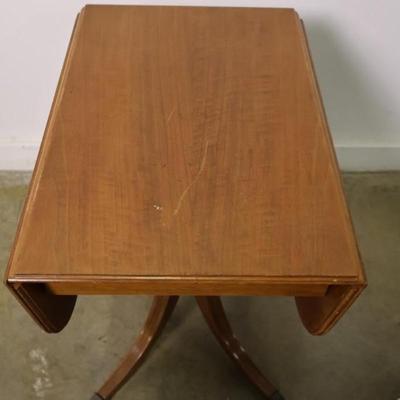Vintage Maple Drop Leaf Pedestal Side Table