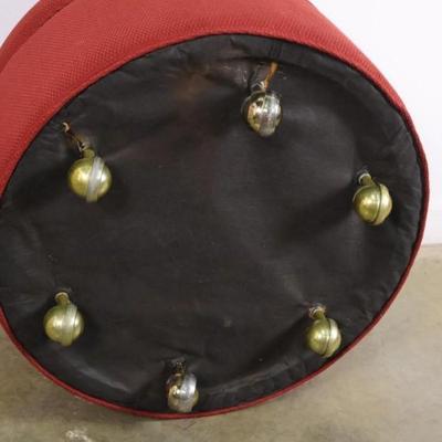 Red Custom Upholstered Ottoman on Brass Casters