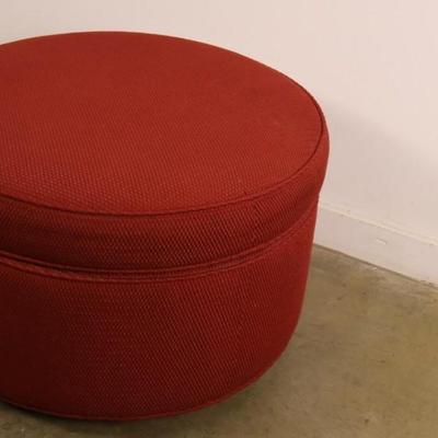 Red Custom Upholstered Ottoman on Brass Casters