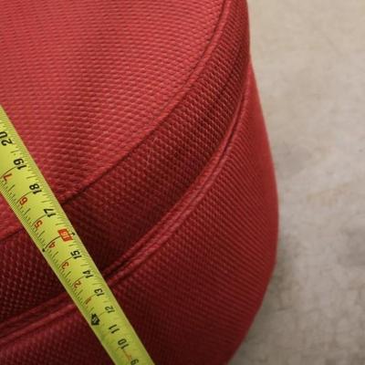 Red Custom Upholstered Ottoman on Brass Casters