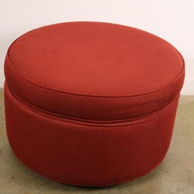 Red Custom Upholstered Ottoman on Brass Casters