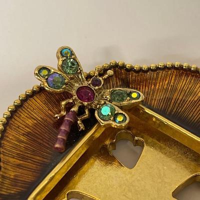 Jay Strongwater Enamel Mini Frame with Crystal Dragonfly
