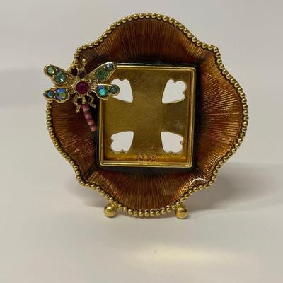 Jay Strongwater Enamel Mini Frame with Crystal Dragonfly