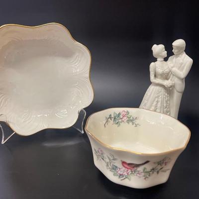 3 Piece Lot of Lenox, Including Wedding Promises Bride & Groom Figurine