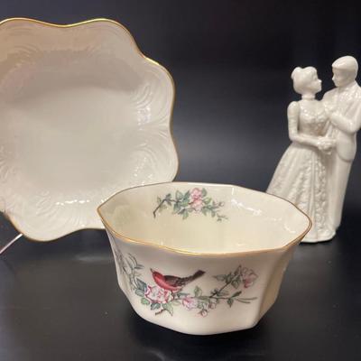 3 Piece Lot of Lenox, Including Wedding Promises Bride & Groom Figurine