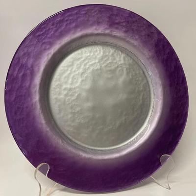 Lot of Reverse Painted Purple & Silver Glass Decorative Accents