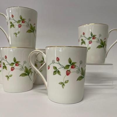 Set of 6 Christopher Stuart Strawberry Fields Bone China Coffee Mugs