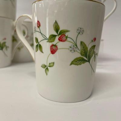 Set of 6 Christopher Stuart Strawberry Fields Bone China Coffee Mugs