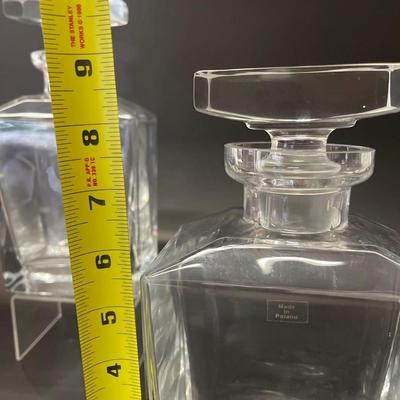Lot of 3 Glass Decanters, Including Crate & Barrel