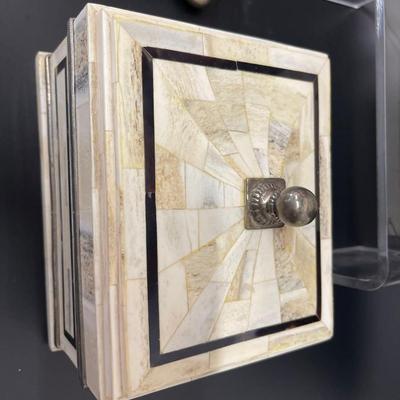 Lot of Home Accents: Decorative Bone Box, Candlesticks & Wall Decor