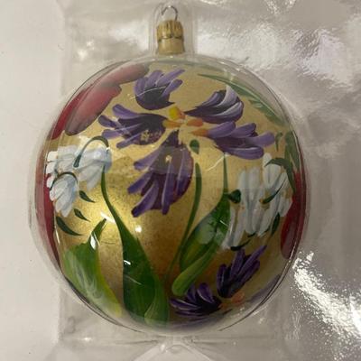Lot of 2 Vintage Saks Fifth Ave Hand Painted Christmas Ornaments Circa 1997 & 2002