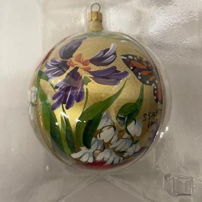 Lot of 2 Vintage Saks Fifth Ave Hand Painted Christmas Ornaments Circa 1997 & 2002