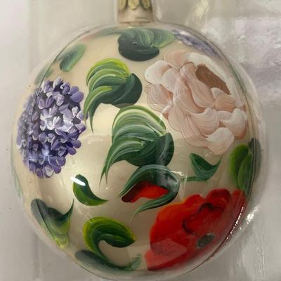 Lot of 2 Vintage Saks Fifth Ave Hand Painted Christmas Ornaments Circa 1997 & 2002