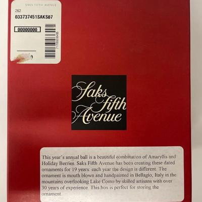 Vintage 2007 Saks Fifth Avenue Annual Christmas Holiday Ball Hand Made Ornament, Signed