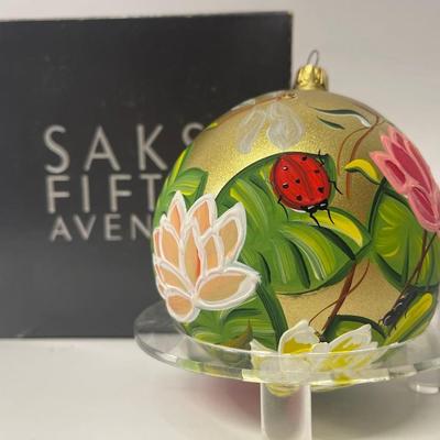 Vintage 1999 Saks Fifth Avenue Annual Christmas Holiday Ball Hand Made Ornament, Signed