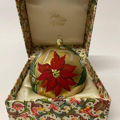 Vintage Circa 2000s Saks Fifth Avenue Annual Christmas Holiday Ball Hand Made Ornament, Signed