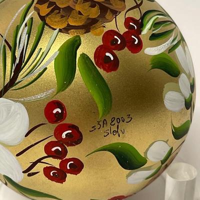 Vintage Circa 2003 Saks Fifth Avenue Annual Christmas Holiday Ball Hand Made Ornament, Signed