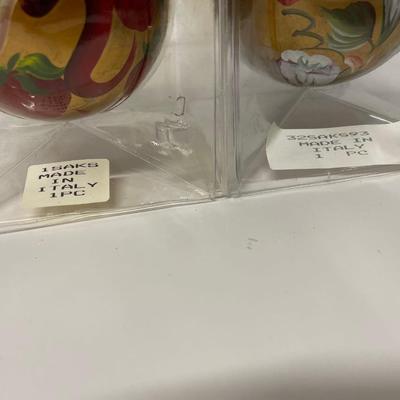 Vintage Saks Fifth Avenue Hand Painted Annual Christmas Holiday Ornaments, 1992 & 1993