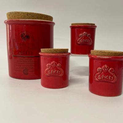 Lot of Red Sur La Table Canisters
