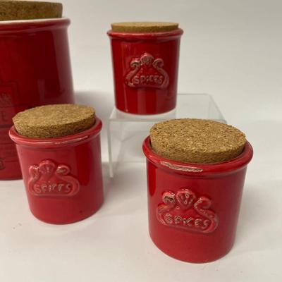 Lot of Red Sur La Table Canisters