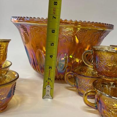 Indiana Glass Harvest Grape Amber Gold Punch Bowl, 10 Cups