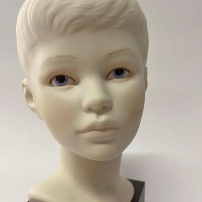 Vintage Cybis Bisque Porcelain Head on Wooden Base, Boy