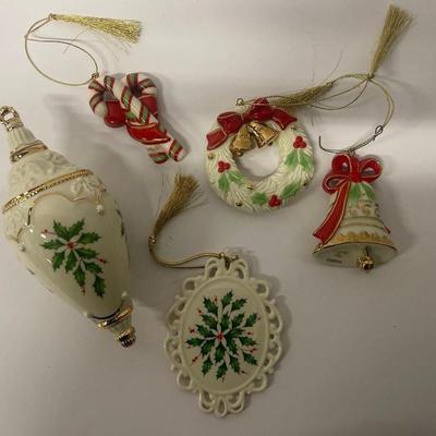 Lot of 5 Lenox Christmas Holiday Ornaments