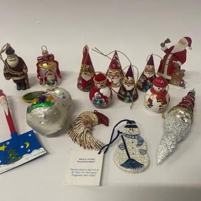 Lot of Assorted Handmade and Hand Painted Christmas Holiday Ornaments