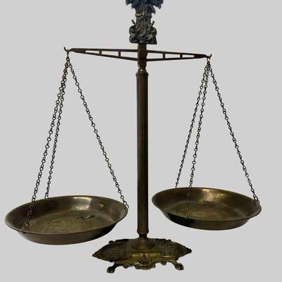 Antique Brass Scale with Brass Pans