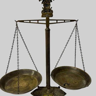 Antique Brass Scale with Brass Pans