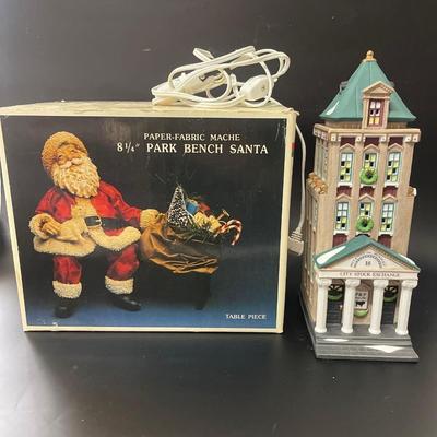 Kurt Adler Fabric Mache Santa & Department 56 City Stock Exchange House