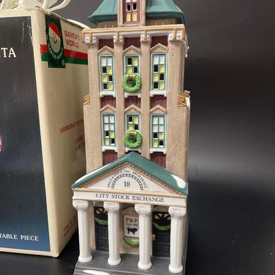 Kurt Adler Fabric Mache Santa & Department 56 City Stock Exchange House