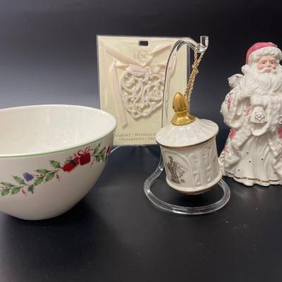 Lenox Christmas Holiday Ornaments, Santa Figurine & Bowl