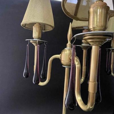 Pair of Gilt Metal Buffet Lamps with Amethyst Crystals